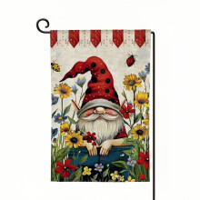 Drapeau de jardin double face – Gnome Marguerite Tournesol