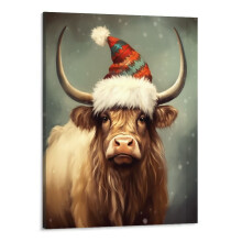 Kerstdecoratie met Schotse hooglandkoe, ingelijste canvasprint 16x20 inch