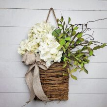 Couronne de fleurs sauvages artificielles suspendue, 40 x 25 cm