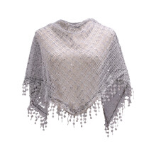 Écharpe en dentelle multi-usage avec franges, pour un-Gris clair