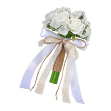 Rose Bouquet Wedding Arrangement White Lifelike Artificial-B S