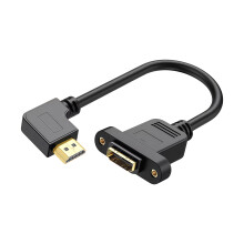Right Angle HDTV Male to Female Extender Cable Gold-Bend right