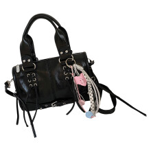 Fashionable Fringes Accent Shoulder Bag Spacious Interior-Black