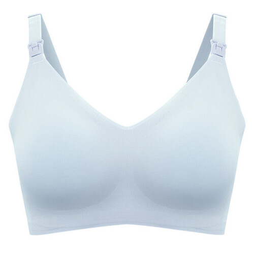 Seamless Maternity Nursing Bra Soft Comfortable-gray blue XL