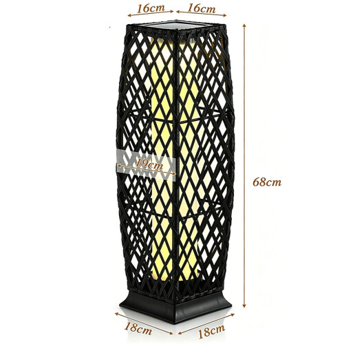 2pc Charcoal Solar Rattan LED Lanterns 1