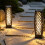 2pc Charcoal Solar Rattan LED Lanterns 5