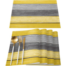 Retro-Tischsets aus Scheunenholz, fleckenabweisend, waschbar, 6er-Pack