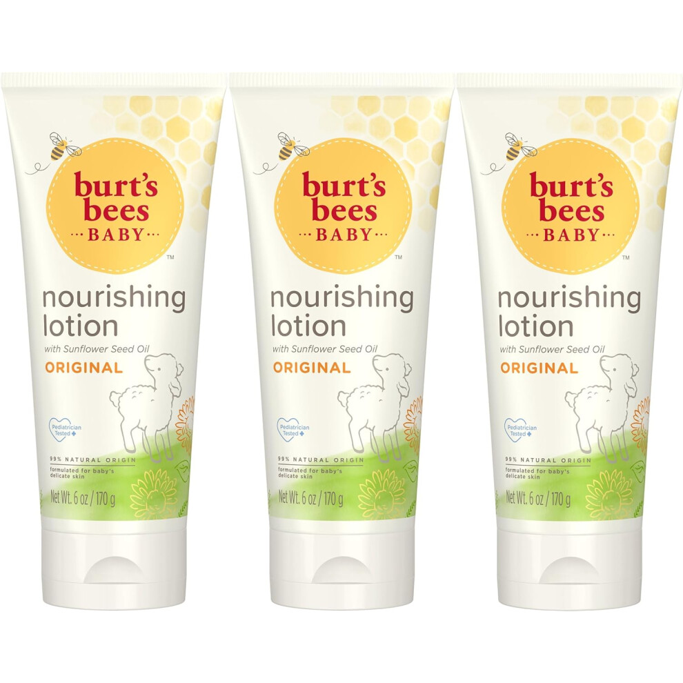 Burt's Bees Baby Nourishing Lotion, Original Scent Baby Lotion - 6 Ounce Tube - Pack Of 3
