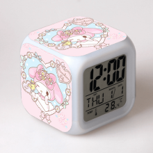 LED-wekker met 7-kleuren nachtlampje, 3,1 inch kubus
