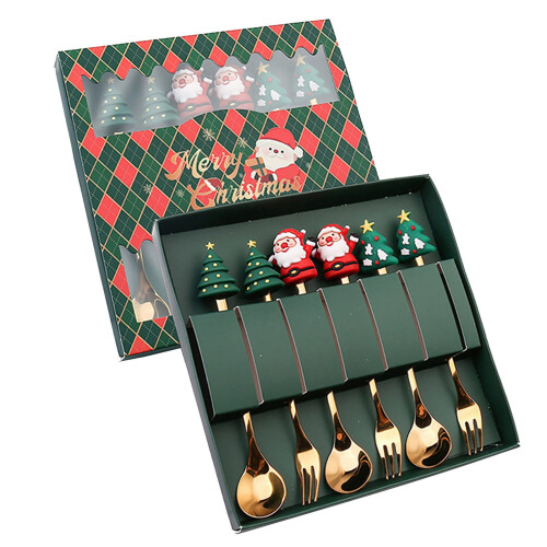 Ensemble cuillère et pendentif de Noël en acier inoxydable