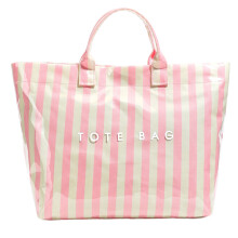 Modische PVC-Strandtasche, leichte und geräumige-Ecru-Rosa
