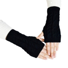 Pulswärmer / Fingerlose Handschuhe 1 Paar Black S