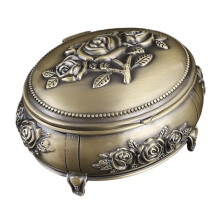 Elegant Enameled Floral Jewelry Box with European-bronze