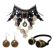 (Set 4) Hippie Sunglasses with Earrings & Flat Necklace 4-Piece Set