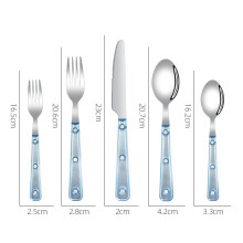 (Blue five-piece set) High-End Nordic Stainless Steel Steak Knife Fork Spoon Full Set, Western Restaurant Style Tableware