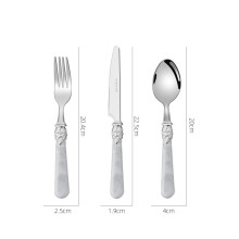 (White Three-Piece Set) Western servisset med 5 delar i rostfritt stål, förtjockad biffkniv, gaffel och sked i europeisk stil
