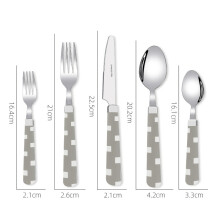 (Khaki gray five-piece set) Bestickset i rostfritt stål i västerländsk stil, långt skaft för dessertkaffe och gaffel för hemmabruk