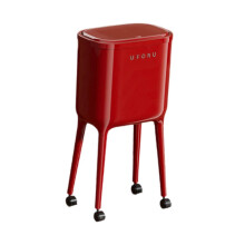 Red Trash Can with Wheels 16L Simplistic Versatile Dustbin Waste Basket Garbage Bin