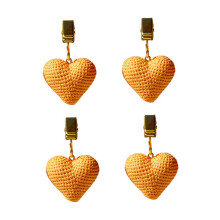 Yellow 4Pcs Resin Tablecloth Clips Heart Shaped Non Slip Decorative Table Cover Clip