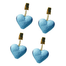 Blue 4Pcs Resin Tablecloth Clips Heart Shaped Non Slip Decorative Table Cover Clip