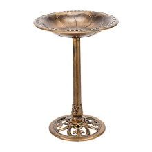 A Outdoor Garden Bird Bath Pedestal Bird Bath Standing Feeder Garden Decor Solar