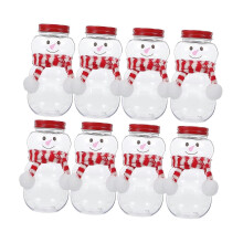 Red White 8Pcs Christmas Snowman Bottles, Snowman Drinking Jug with , Milk Bottles for