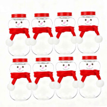 Red 8Pcs Christmas Snowman Bottles, Snowman Drinking Jug with , Milk Bottles for