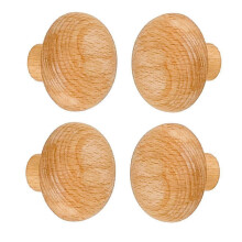 Round 4Pcs Wooden Wall Mounted Coat Hooks Wood Handles Trendy Novelty Home Decors Wood