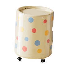 Colorful Trash Can with Wheels Waste Basket and Lid Simplistic Household Garbage Bin