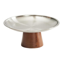 S Pedestal Fruit Bowl Snack Candy Storage Tray Wooden Base Display Stand Practical
