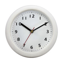 White Bathroom Clock with Suction Cup Silent Non Ticking Wall Hanging or Standing for