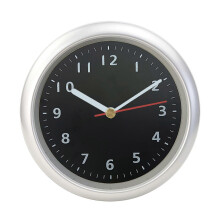 Silver Black Bathroom Clock with Suction Cup Silent Non Ticking Wall Hanging or Standing for