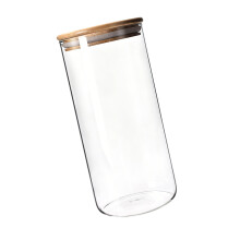 Heat Resistant Glass Storage Jar With Bamboos Lid For Dry-10x20