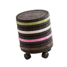Mixed Cookies Trash Can with Wheels,Large Capacity Sturdy Household Cute Dustbin