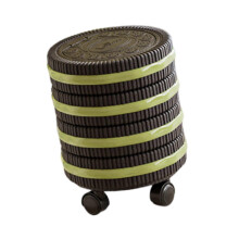 Vanilla mint Cookies Trash Can with Wheels,Large Capacity Sturdy Household Cute Dustbin