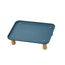 Dark Blue Raised Pet Feeder Stand, Dog Bowl Stand, Washable Pet Food Dispenser Shelf