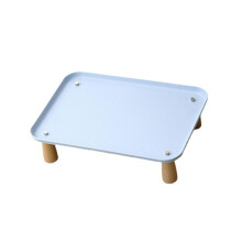 Blue Raised Pet Feeder Stand, Dog Bowl Stand, Washable Pet Food Dispenser Shelf