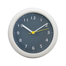 White Gray Bathroom Clock with Suction Cup Silent Non Ticking Wall Hanging or Standing for