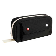 Black Pencil Case Office Stationery Organizer with Compartments Portable for School