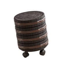 Chocolate Cookies Trash Can with Wheels,Large Capacity Sturdy Household Cute Dustbin