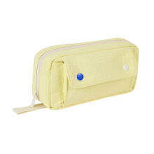 Yellow Pencil Case Office Stationery Organizer with Compartments Portable for School