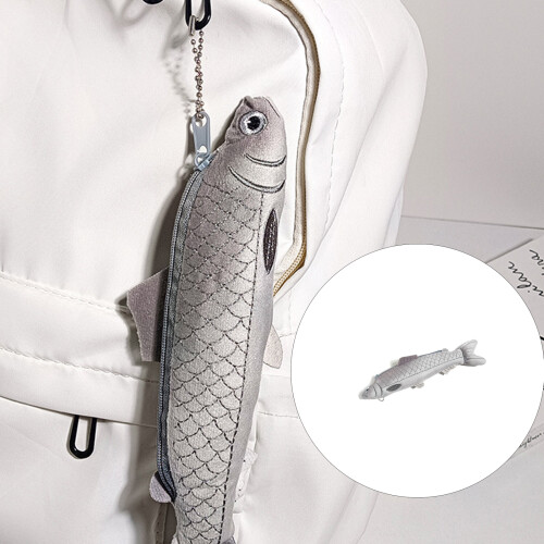 Furry Fish Pencil Case Large Capacity Plush Pen Bag For School 1