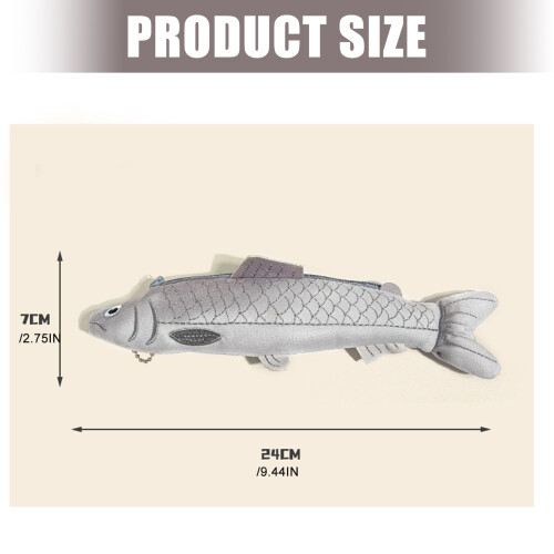 Furry Fish Pencil Case Large Capacity Plush Pen Bag For School 2