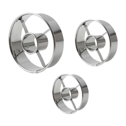 3Pcs Silver Donut Cutter with Hole Doughnuts Cutter Professional Cutting Tool for Making