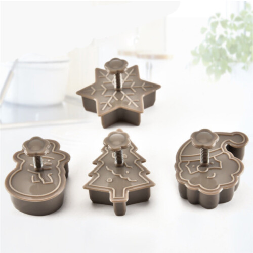 Cookie Stamp Set Plastic 4-Piece 3D Spring Christmas 1