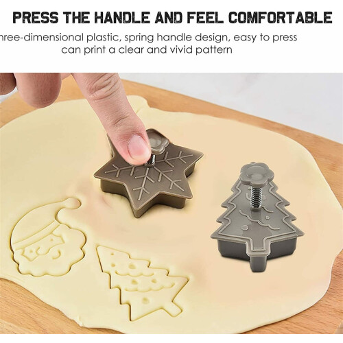 Cookie Stamp Set Plastic 4-Piece 3D Spring Christmas 2