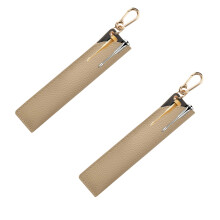 Manchon de stylo en cuir PU, 2 pièces, avec crochet-Blanc