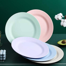 Assiettes plates en paille de blé, 28 cm, lot de 5
