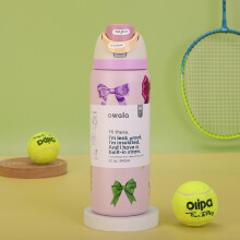 (Light Purple Bow - 32 oz) Owala FreeSip Double-Wall Vacuum Insulated Water Bottle, ideal for sports/travel/school