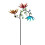 Cata-vento de metal com 3 flores e borboletas para jardim 2